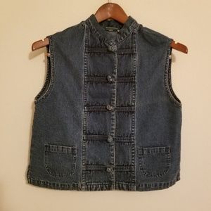 Vintage 90s Oriental Inspired Denim Vest Sz M